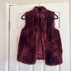 J Crew Faux-fur vest in burgandy